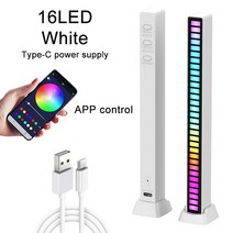 조명 줄 led 스트랩 라인등 FTOYIN-RGB 음악 사운드 라이트 바 16/32/40 비즈 앱 컨트롤 픽업 리듬 엠비언트 분위기 램프 LED 스트립 야간 조명 가정용, 16led APP USB W