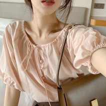 블링앤수 리본 라운드넥 반팔 썸머 블라우스 LZZ238