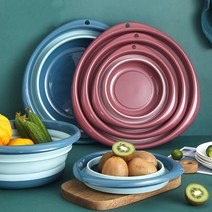 카라반 청수통 캠핑카 대용량 접이식 버킷 휴대용 대야 세차 도구 과일 가정용 청소 용품, 한개옵션1, 03 Blue L