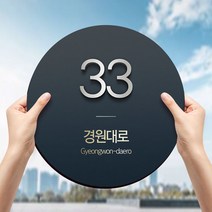 건물번호판 스텐 현판 도로명 명판 영문 주소판 아파트 자율형 표찰 새주소 신주소 간판 현판 주택 빌딩, 02_원형_화이트, 400X400mm_6개