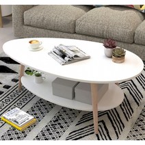 [마켓퍼니처] 에그테이블 거실 2단 라운드 티 테이블, 마블