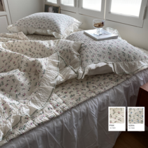 도로시 봄여름이불 부드러운 60수 아사 프릴 레이스 시어서커 햄프 여름 차렵이불 2color