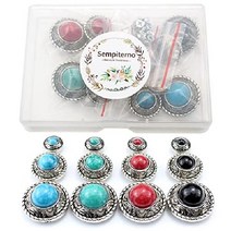 가죽공예 콘쵸 버튼 12개 세트 실버 터키옥 나사식 12 mm 20 25mm 가죽 크라프트 지갑 빈티지 장식, 골동품 실버