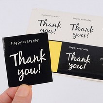 어린이집 생일 답례품 감사합니다 손글씨 땡큐 스티커 원형 무광 12P, 기본, 흑백사각 6P