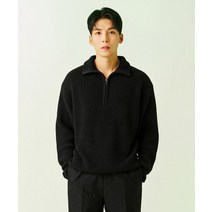 (즉시출고)IL CORSO [깡스타일리스트 콜라보] 블랙 오버핏 모크넥 하프 집업 니트 IESW2F701BK