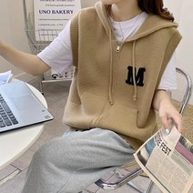 852 M 후드집업 니트베스트/ 따뜻하고 포근 루즈핏 니트조끼
