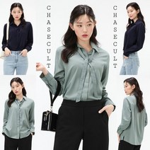 체이스플러스 여성 타이업 카라넥 블라우스-AERG5452B