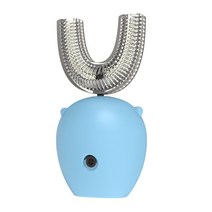 u자형 칫솔 어린이 유아 전기 키즈 실리콘 U 모양의 스마트 USB 충전식 360 도 자동 아이, [03] E2 Blue