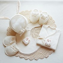 2023 토끼띠 오가닉 토끼 아플리케 배냇저고리 만들기 5종세트 임산부 태교바느질 DIY (흰실2 봉제용구3종 포함), 네추럴, 심플/한여름용/세미DIY, 블루