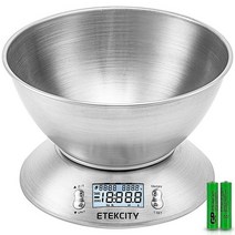 Etekcity 루미너리 라이트 주방용 저울 22lb 실버화이트 4948467399, Bowl Scale