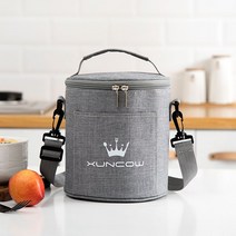 회사원도시락가방 원형 토트 두꺼운 알루미늄호일 보온가방 직장인 대용량 보온통 2718506251, 그레이, 큰사이즈