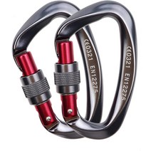 카라비너 신판 락 카라비너 퀵드로우 25 KN(2500 kg) D링 슬링 CE 인증 초경량 63 g 구호 캠프용 타프, 그레이