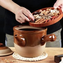 전통 약탕기 한약 도자기 뚝배기 냄비 전통 약재 약달이는 중탕기 제조기 중탕기, 3.7L