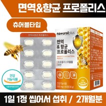 브라질 프로폴리스 츄어블 60정 2개월분 . 섭취와 휴대가 간편한 PTP 포장 산화 아연 레몬 과즙 분말 함유, 2통