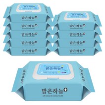 맑은하늘플러스 물티슈 캡형 80매 학교준비물 요양병원, 10팩