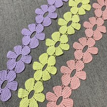 자체(10개) / 3컬러 꽃 면 모티브 케미칼 레이스 DIY 헤어핀 영춘화, 10개, 노랑