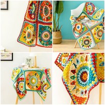 보헤미안 코바늘 블랭킷 무릎 담요 뜨기 손뜨개 이불 위빙키트 DIY 블랑켓 패키지, 코바늘포함(3.0mm), 레드