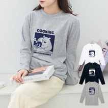 험블스튜디오 쿠킹베어 프린팅 커플 긴팔티 티셔츠