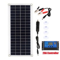 태양광패널 태양열설치 300W 태양 전지 패널 키트 완료 1060A 컨트롤러와 12V USB 자동차 요트 RV 보트 Moblie 전화 배터리 충전기에 대 한, CHINA, with 20A Controller