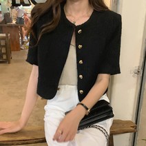 도톰 트위드 노카라 여성 자켓 간절기 아우터 데일리