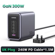 GAN충전기 C타입어댑터 UGREEN 데스크탑 충전 맥북 프로용 GaN 최대 단일 포트 PD3.1 고속 140W, 2.UK Plug