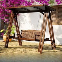 나무 그네 야외 원목 흔들 의자 정원 전원주택 휴식, B (1.9m x 1.2m x 1.75m)