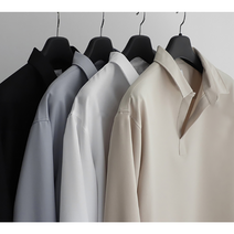 링클프리 공용 구김없는 반오픈 셔츠