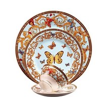 접시 그릇 CHYSP 뼈 중국 플레이트 식기 세라믹 디너 세트 도자기 디저트 스테이크 샐러드 스낵 케이크 나비 패턴