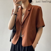 just feel!ng 봄 여름 빅사이즈 여성반팔자켓 세미정장 숏자켓 루즈핏 캐주얼