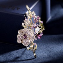 패션 브로치 여성 옷핀 정장 SUYU 럭셔리 구리 마이크로 상감 큐빅 지르코니아 로즈 여성용 디너 드레스 액세서리