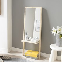 원목 좌식 수납 화장대 거울 원룸 드레스룸 자취방 공간활용 인테리어 사각 벽거울, 블랙