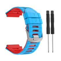 Garmin-Forerunner 920XT 스마트 워치 교체 팔찌 실리콘 브레이슬릿 내구성에 호환되는 시계 밴드 소프트 스트랩, 파랑 빨강