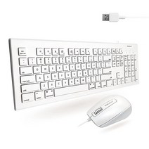 Macally 104 키 USB 유선 키보드 및 마우스 콤보 애플 단축키 포함 맥 아이맥 맥북 윈도우 PC용 화이트(MKEYECOMBO), Keyboard and Mouse