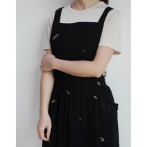 캡스톤 홈앤아이 데님 앞치마 바리스타 앞치마 에이프런 자수앞치마 방수선택, 홈앤아이 자수 앞치마, 잎자수블랙CSA05BL