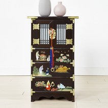 각창살그림3단전화대 이조공예 고가구 수납장 한옥