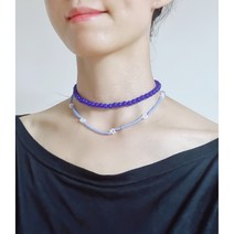 옥 천연석 원석목걸이 포인트 초커 블루 비즈목걸이 써지컬체인