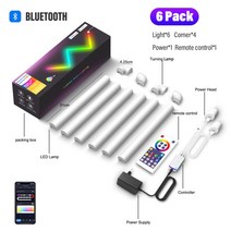 RGBIC 라이트 바 LED 스마트 벽 블루투스 APP 음성 제어 음악 동기화 DIY 나이트 TV 침실 게임 룸 장식, 11.6PCS-Bluetooth - UK plug