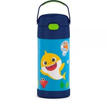 THERMOS 아동용 펀테이너 스테인리스 스틸 진공 보온 빨대 텀블러 12 oz 퍼플 하트, FUNTAINER 12 Ounce Bottle, Baby Shark