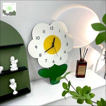 장식 거실 귀여운 벽시계 음소거 꽃 자녀방, 기타, 작은 크림꽃 20CM 곱하기 30CM