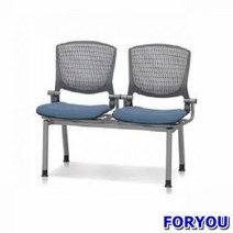 ForU362 2인용 연결의자 팔무 사출 쿠션 휴게실의자 3인용 대합실의자 의자, 그레이 블랙