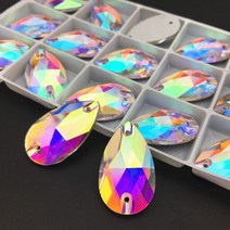 모든 크기 눈물 방울 유리 모조 다이아몬드에 바느질 배 크리스탈 ab 색상 플랫 백 돌, 17x28mm 3pcs