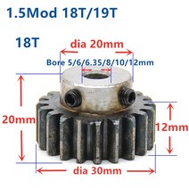 랙기어 스퍼 피니언 1 5m 17t 18t 19t 18teeth mod 1 5 너비 5, 19개 이빨, 10mm