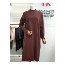 [YK] W몰 사선 주름 반목 니트원피스 Y194N630