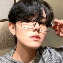 남자 남성 사각 하금테 반테 블루라이트 청광 메탈 안경테