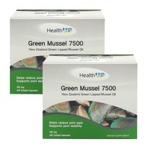 Health UP Green Mussel 헬스업 뉴질랜드 초록입홍합 오일 7500mg 240정 2팩