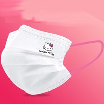 헬로키티 캐릭터 귀여운 마스크 귀편한 얇은 운동 덴탈 화이트 블랙 대형 성인용 핑크끈 다른색줄 50매, 1, 성인 20개개