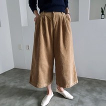 리즈와이 코듀로이 밴딩 와이드팬츠 골덴 9부 통바지 치마바지