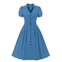 라라랜드 원피스 햅번 단색 복고풍 V넥 키작녀 빈티지 도트 A라인 D26