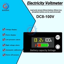 납산 배터리 방수 DC 8V-100V 배터리 용량 표시기 리드 산 성 LiFePO4 자동차 오토바이 전압계 게이지 12V, 03 waterproof