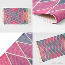 100X59CM 코튼 카페트 다이아 거실 바닥 러그 유럽풍 카페트 1인용 러그